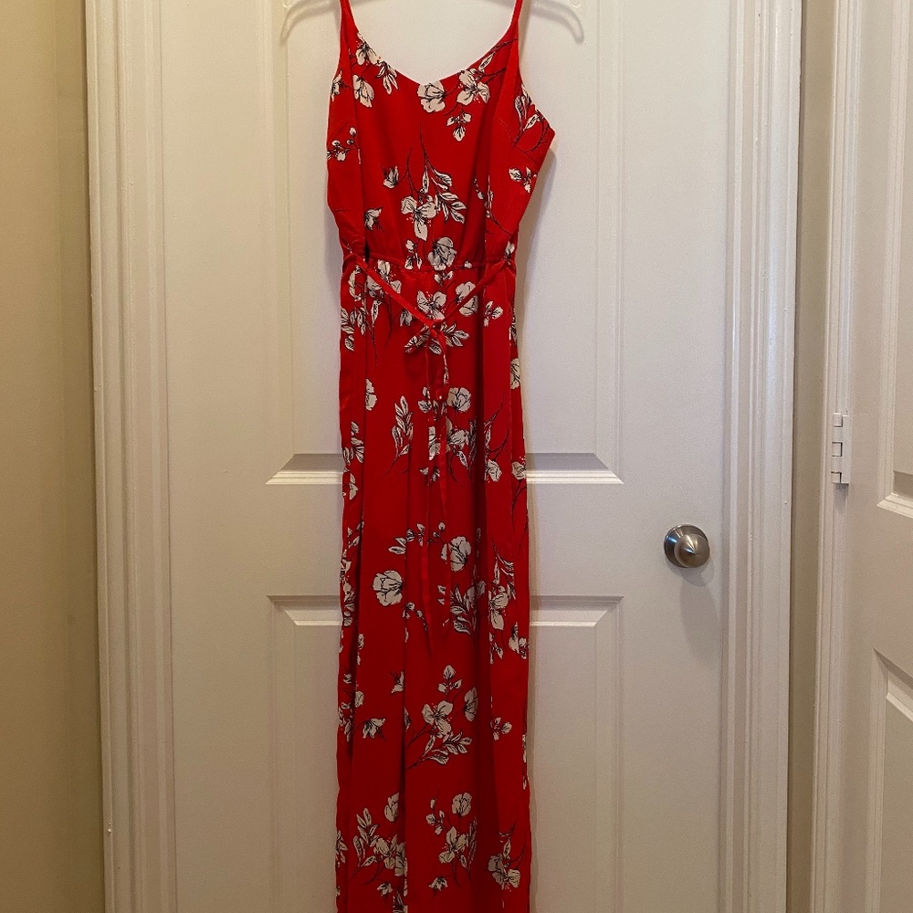 Women's jumpsuit, red floral, Size L